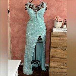 Blue Sequin Maxi Dress